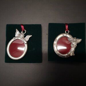 Brand New Seagull Pewter Photo Christmas Ornament Made in NS Set of 2